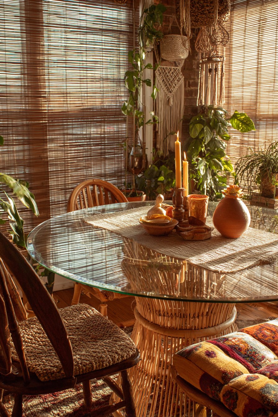 Bohemian Rattan and Glass Harmony