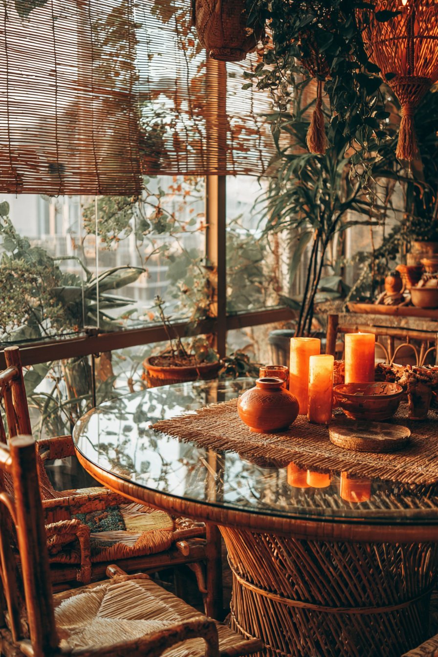 Bohemian Rattan and Glass Harmony