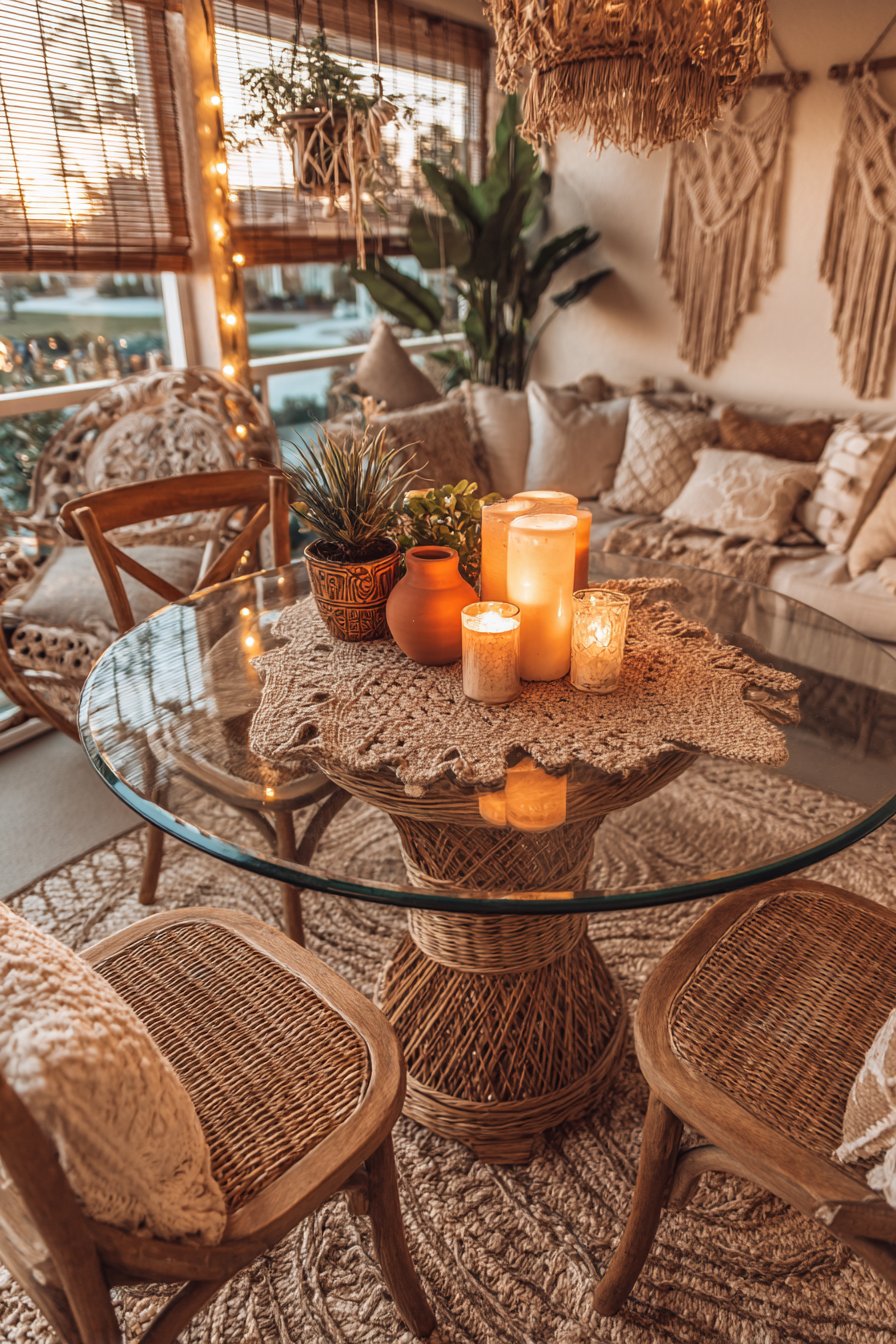Bohemian Rattan and Glass Harmony