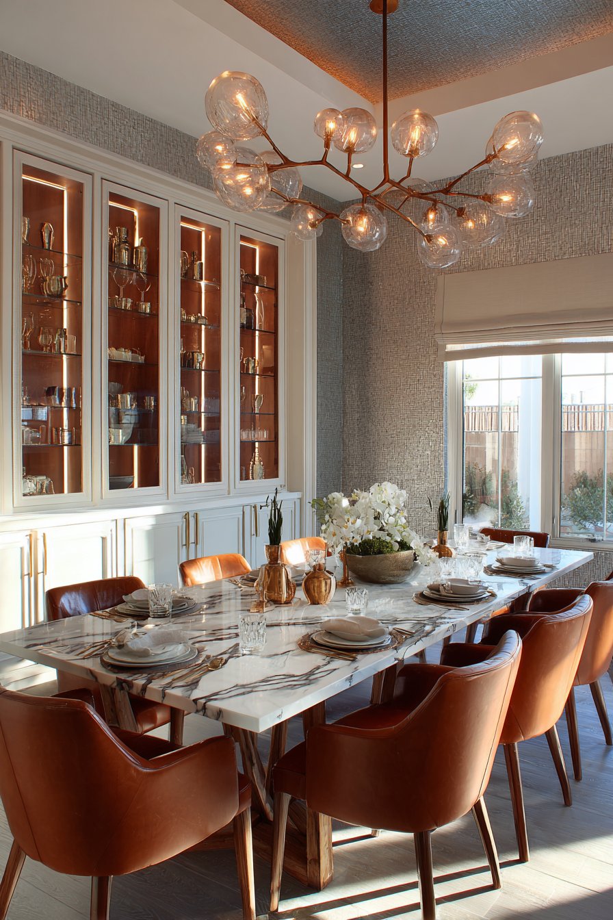 Contemporary Marble and Brass Sophistication