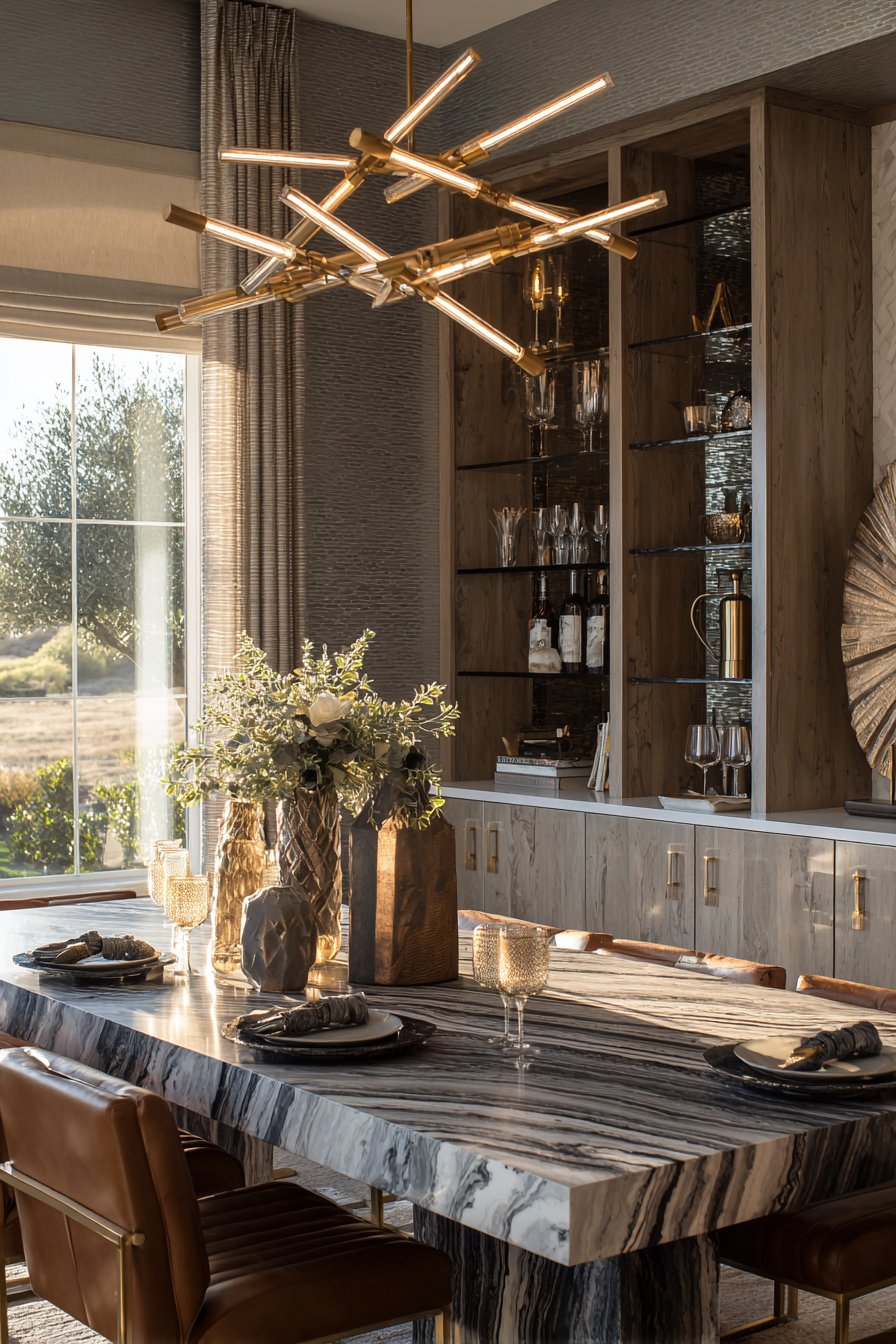 Contemporary Marble and Brass Sophistication