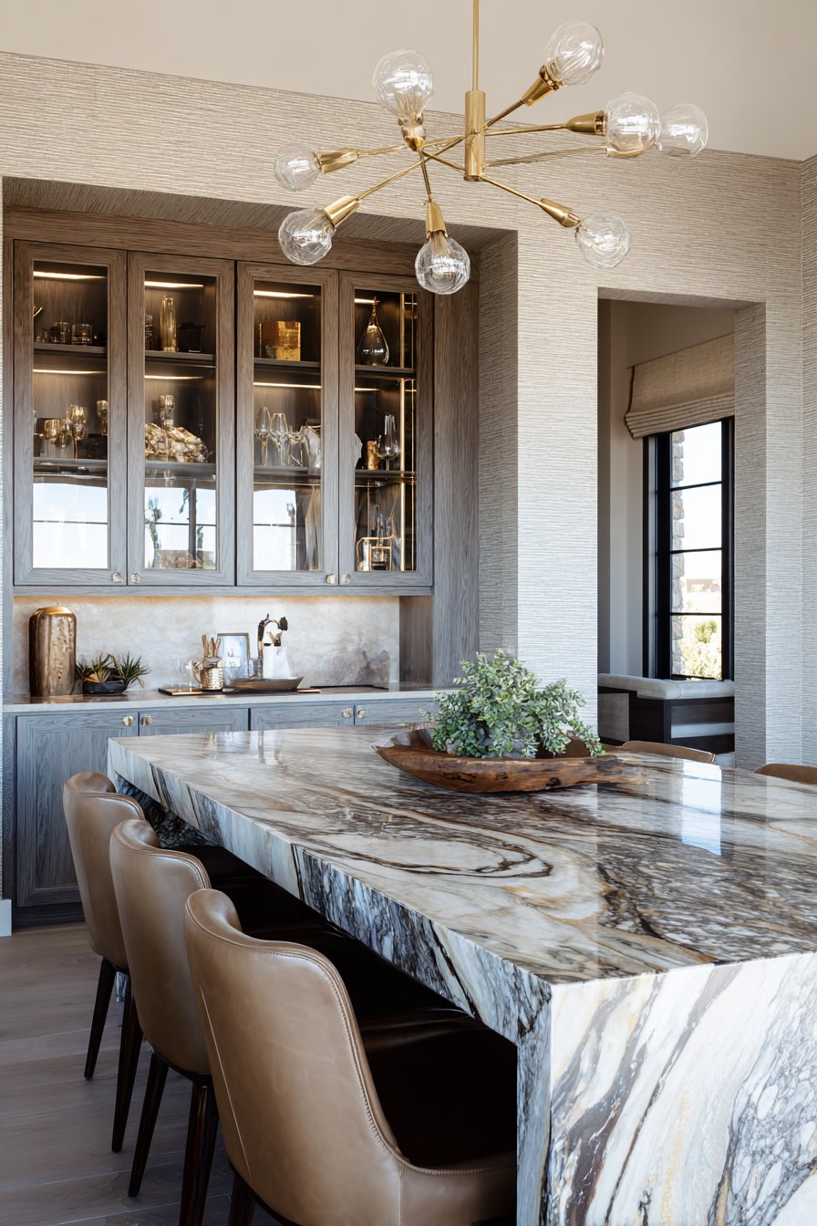 Contemporary Marble and Brass Sophistication