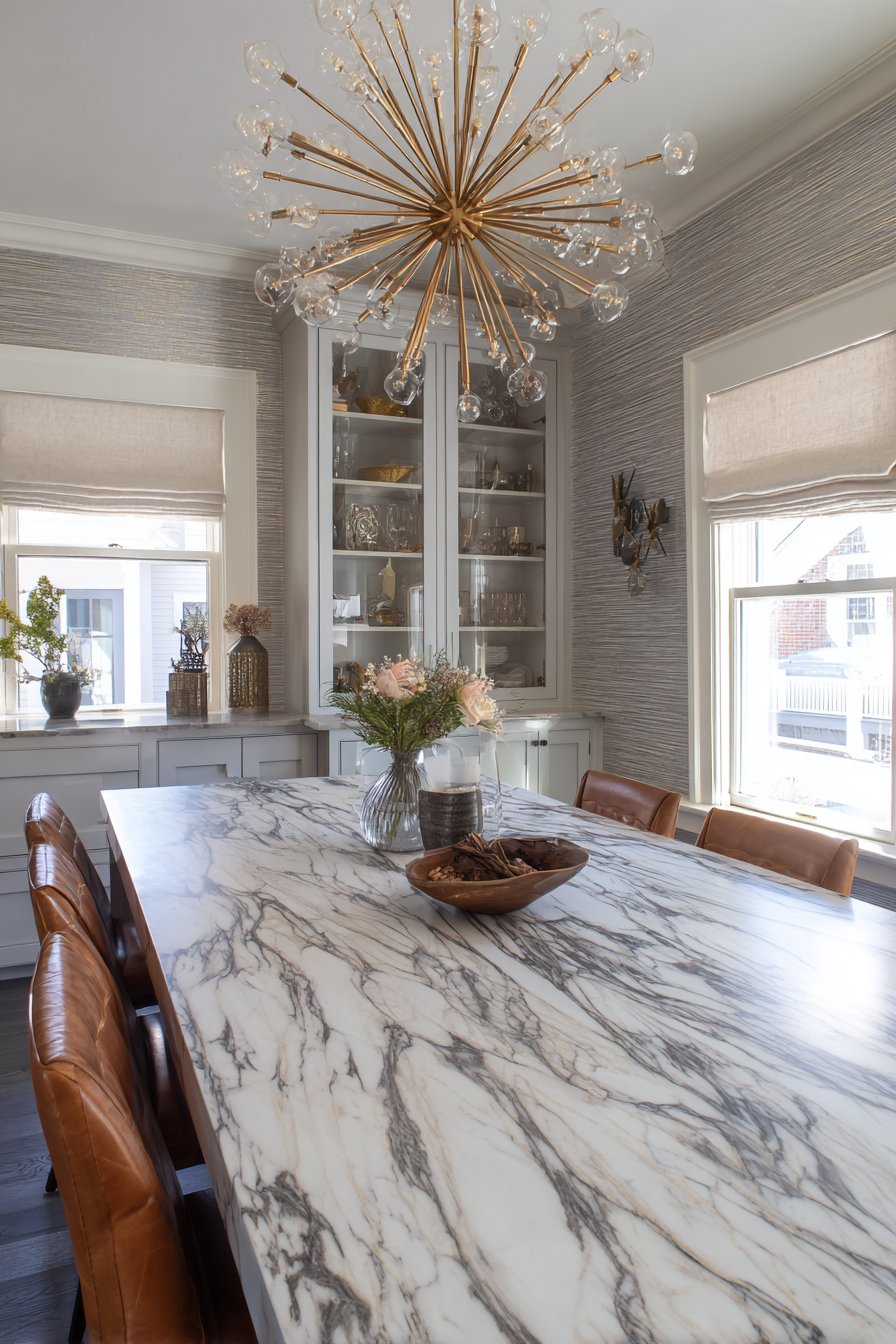 Contemporary Marble and Brass Sophistication