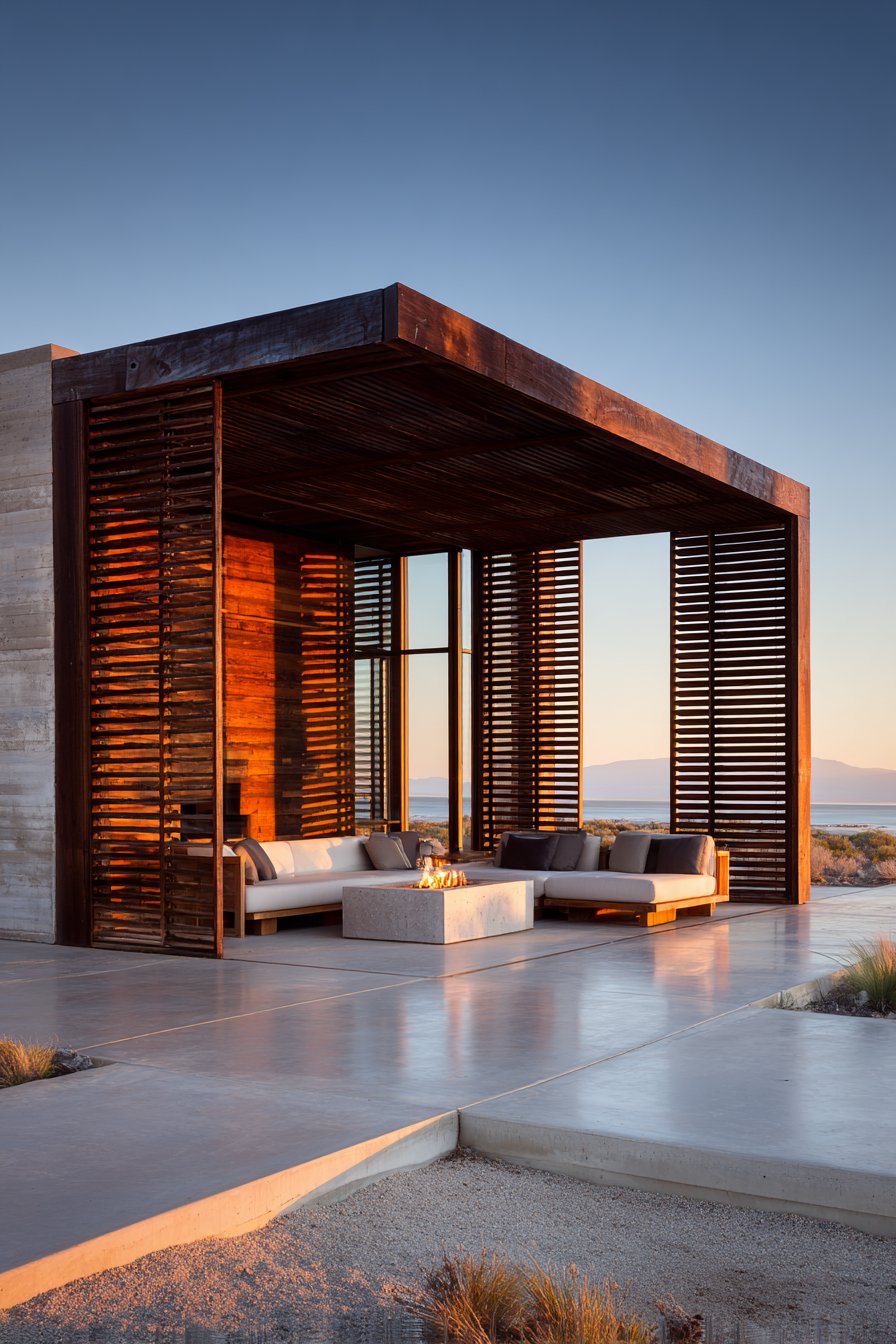 Modern Minimalist Ipe Wood Pavilion