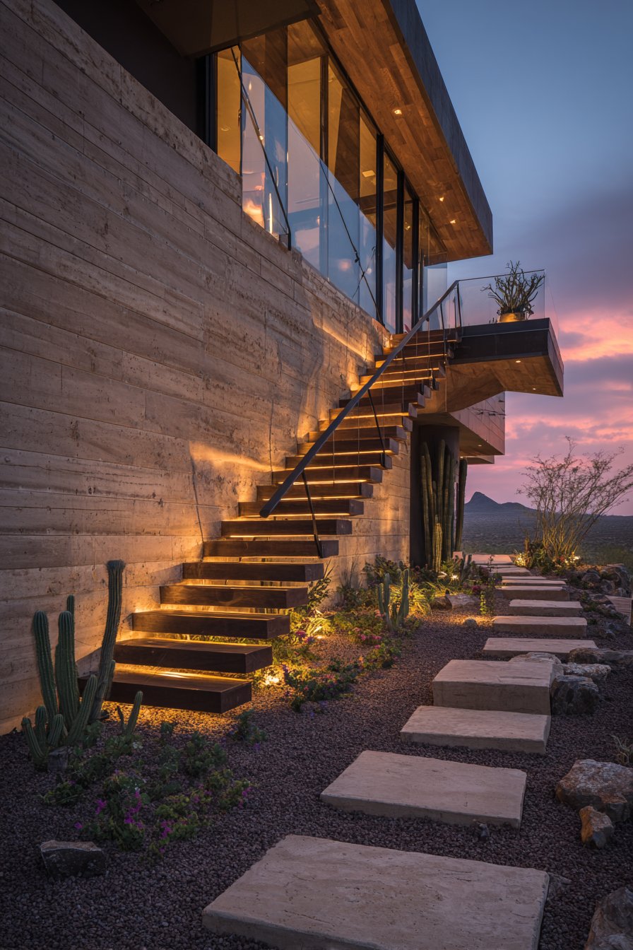 Floating Concrete Treads with Modern Appeal