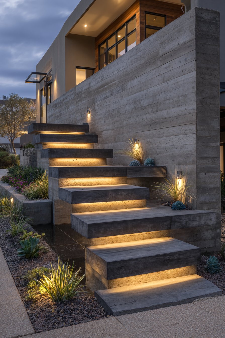 Floating Concrete Treads with Modern Appeal