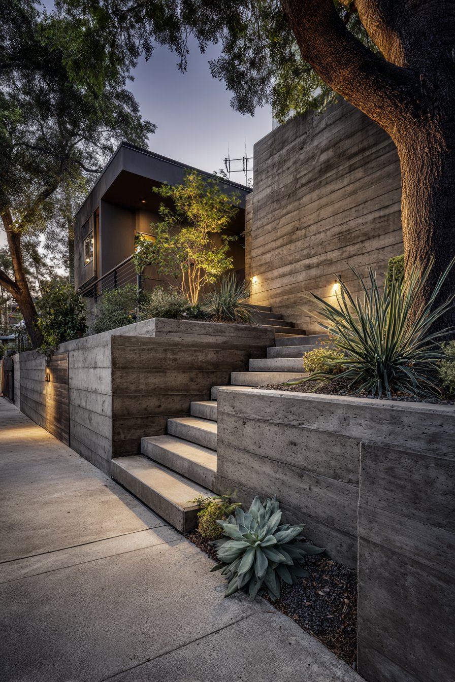 Floating Concrete Treads with Modern Appeal