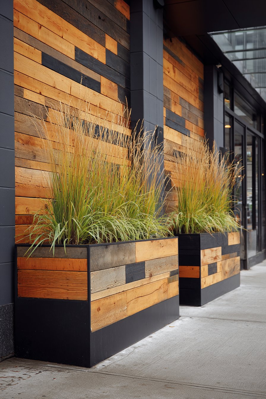 Modern Cedar Slat Wall with Integrated LED Lighting