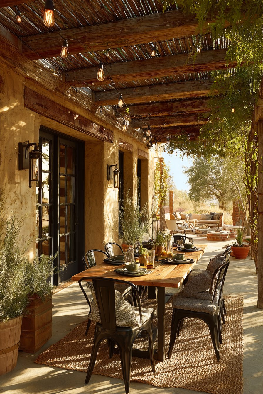 Rustic Dining Pergola Setting