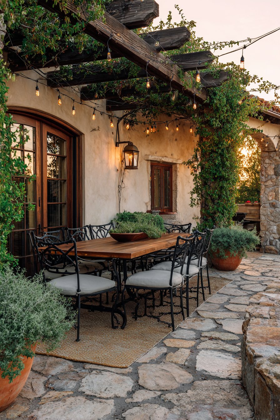 Rustic Dining Pergola Setting