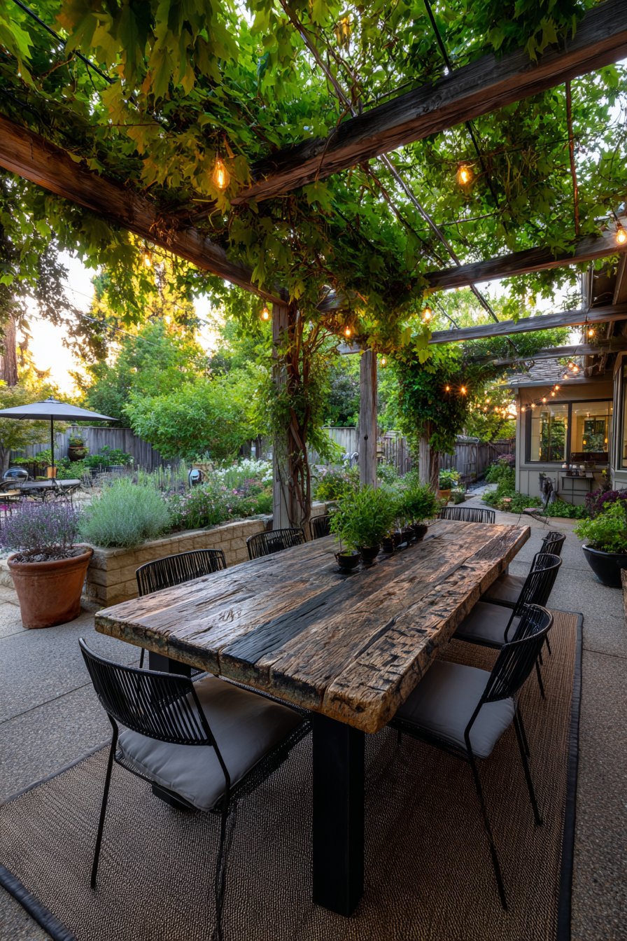 Rustic Dining Pergola Setting