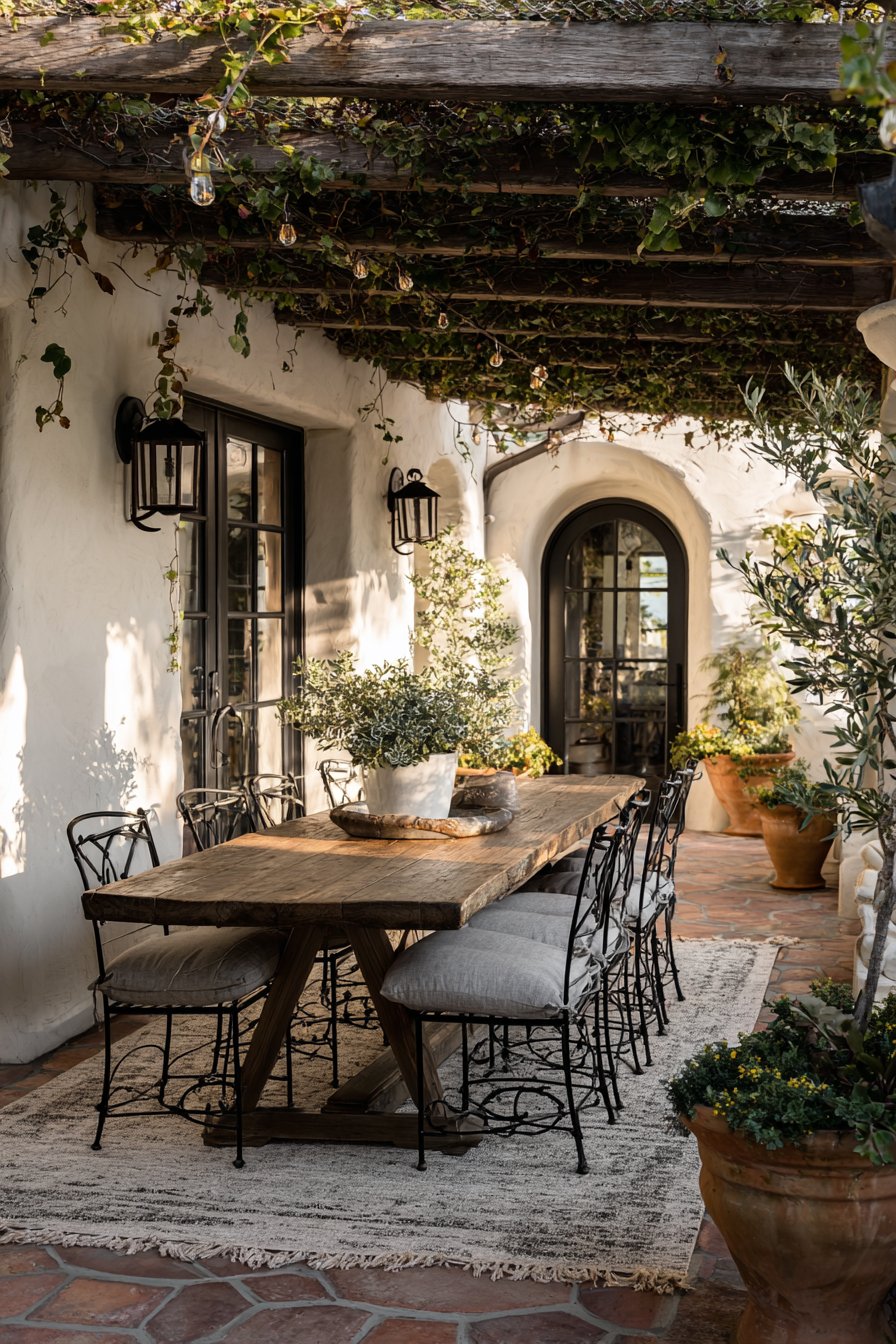 Rustic Dining Pergola Setting