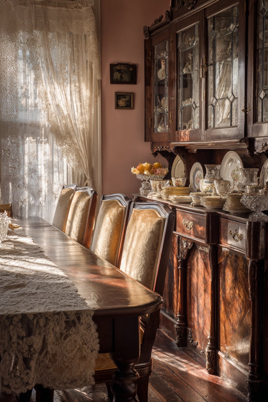 Elegant Mahogany Extendable Table Setting