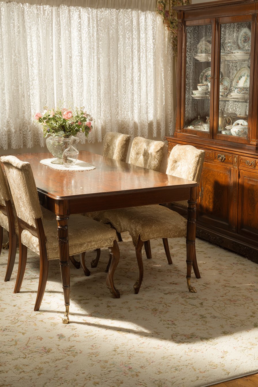 Elegant Mahogany Extendable Table Setting