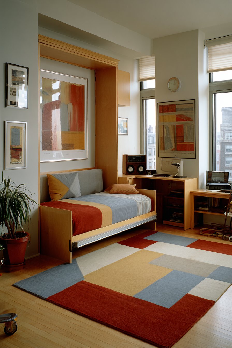 Space-Maximizing Murphy Bed with Multifunctional Design