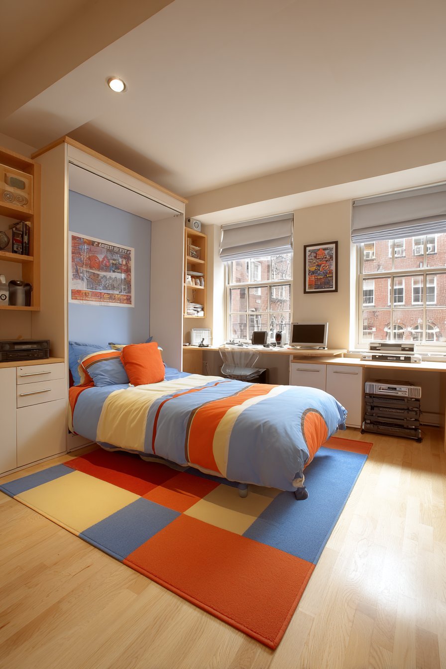 Space-Maximizing Murphy Bed with Multifunctional Design