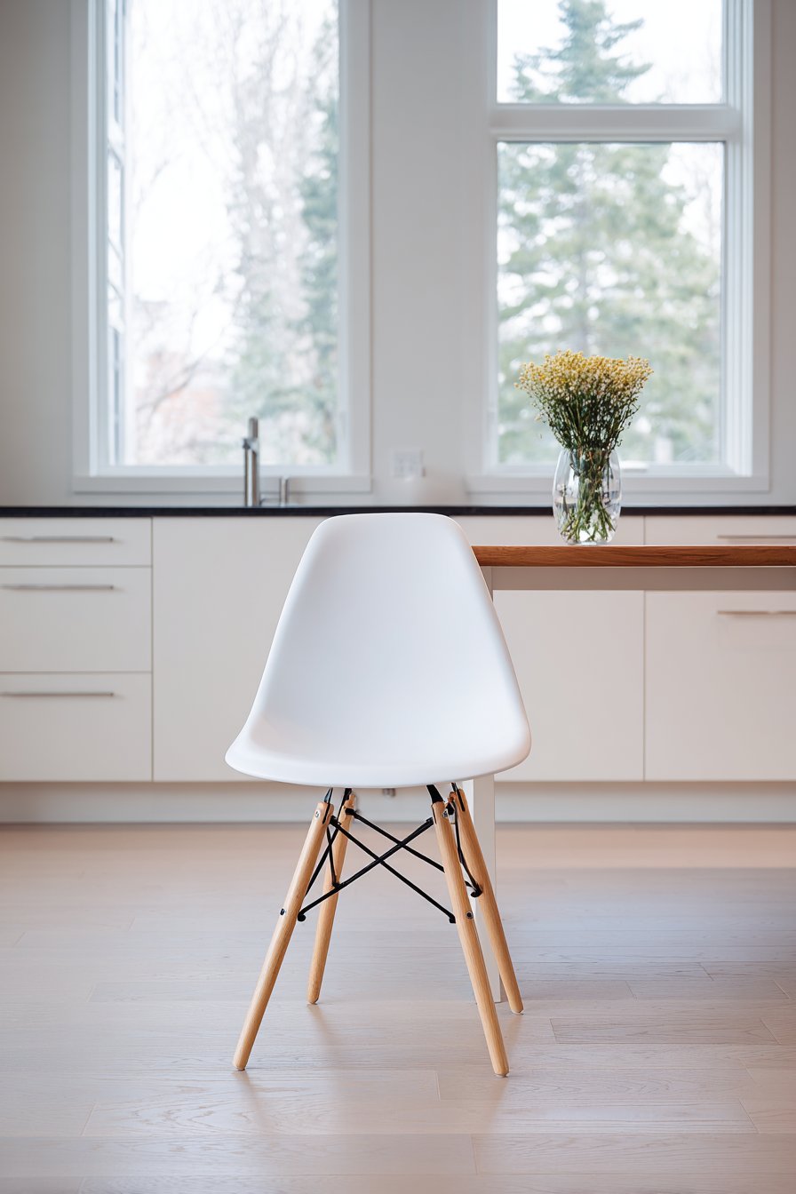 Stackable Modern White with Wood Legs