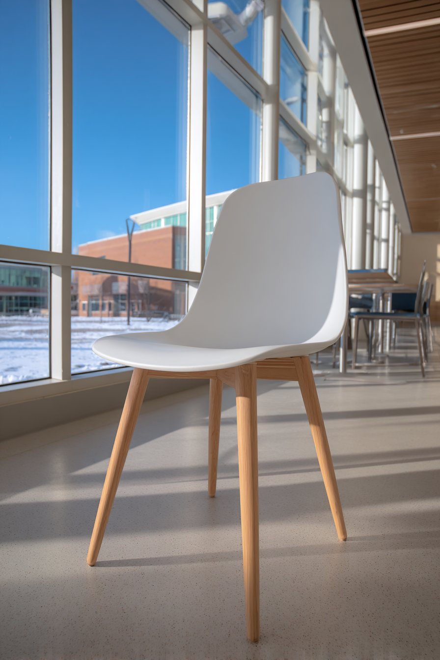 Stackable Modern White with Wood Legs