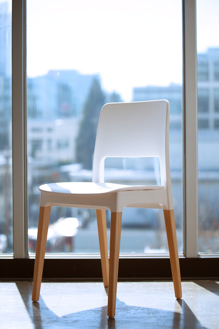 Stackable Modern White with Wood Legs