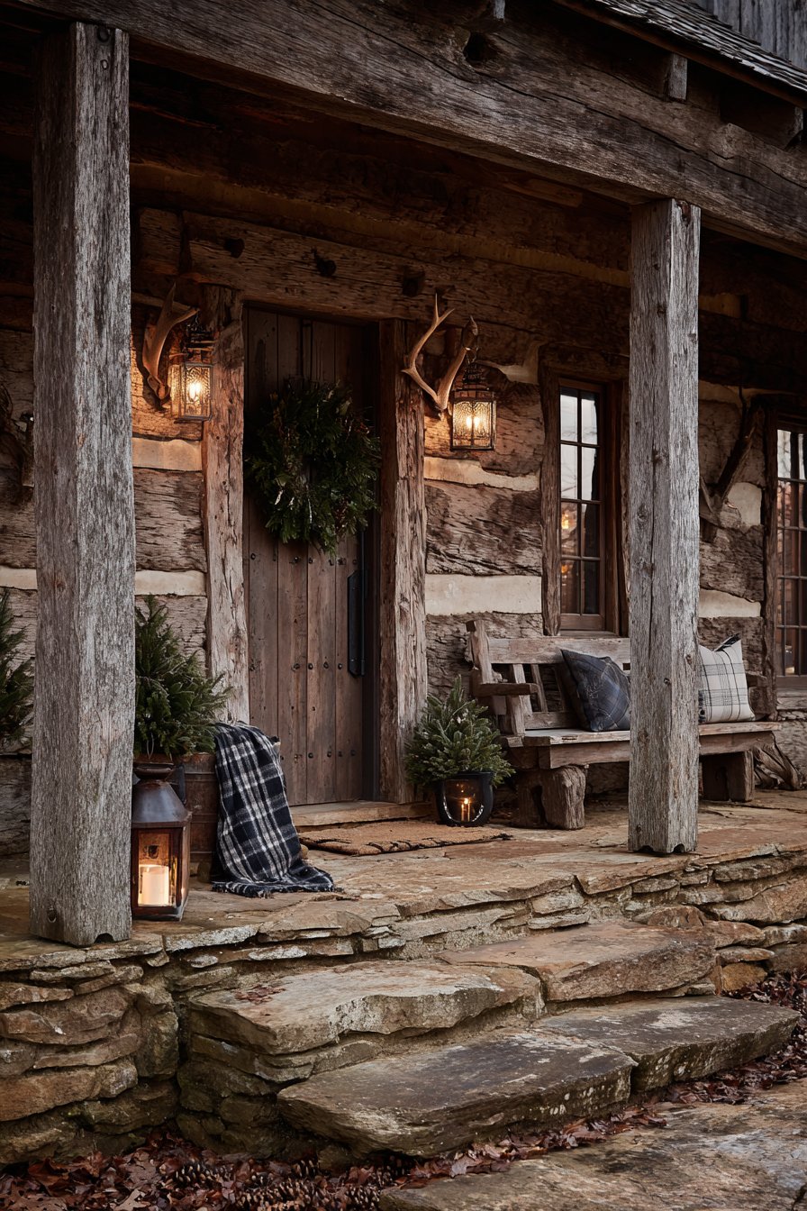Mountain Cabin Log and Antler Rustic