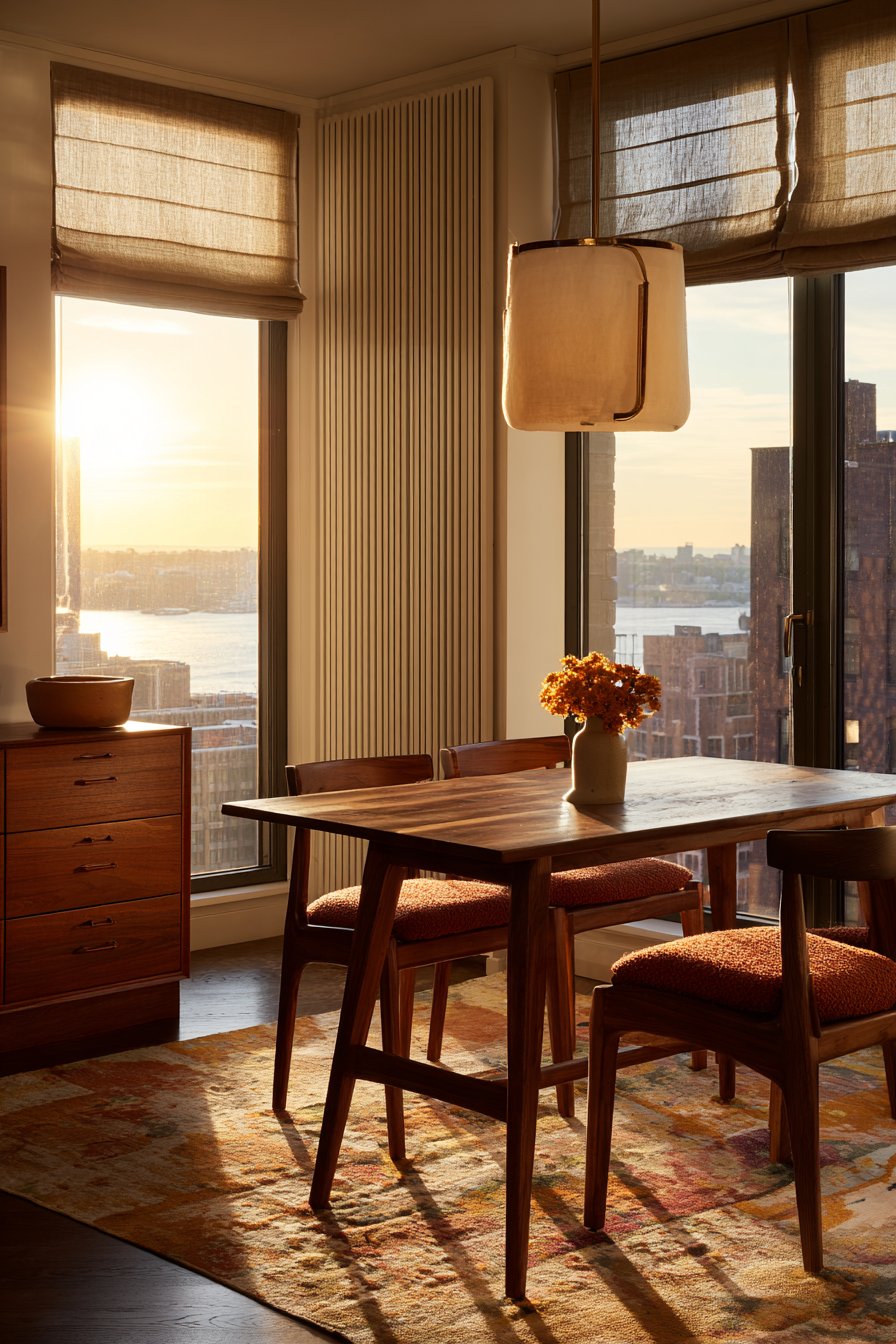 Refined Contemporary Oak with Rust Bouclé