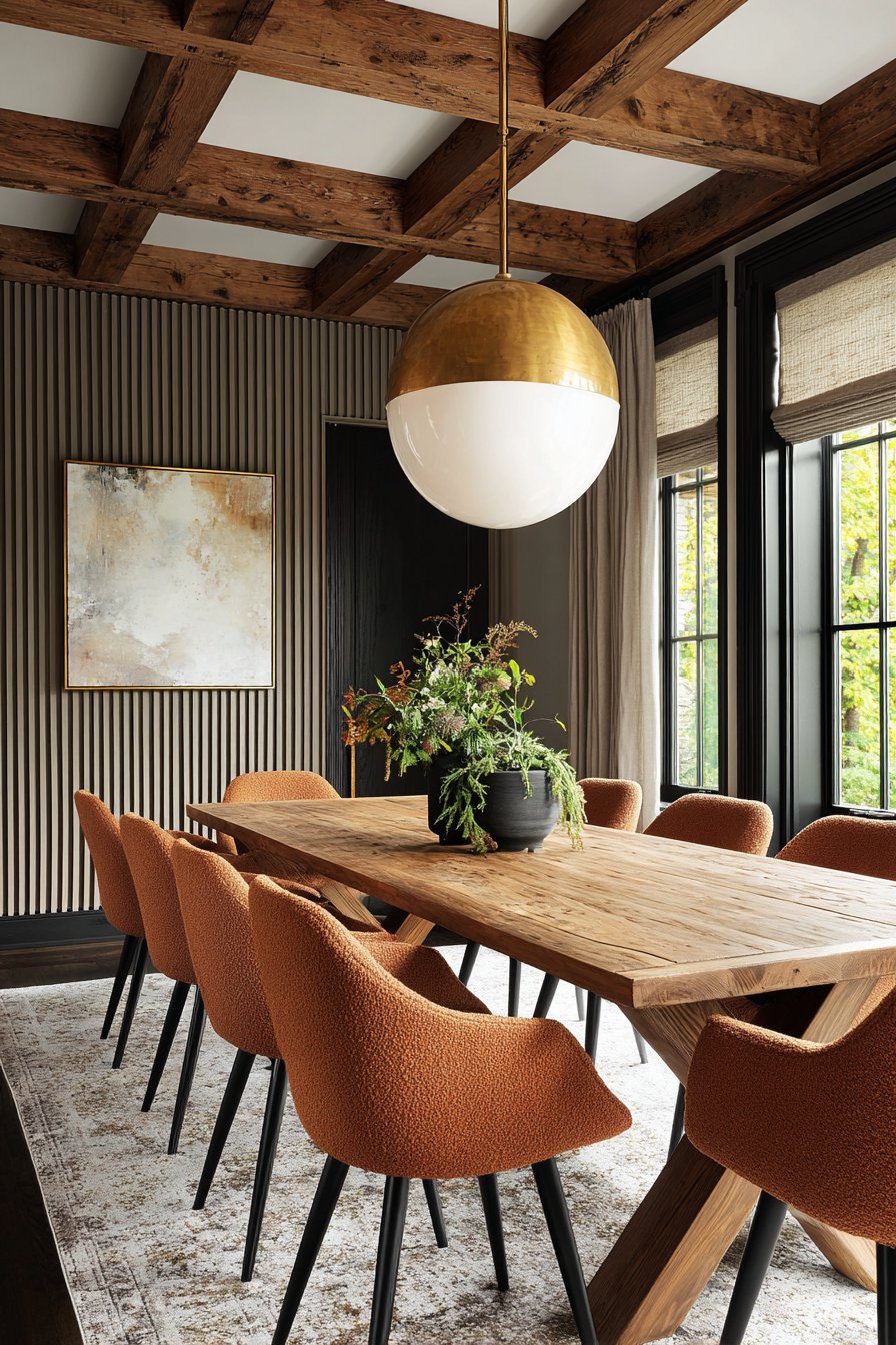 Refined Contemporary Oak with Rust Bouclé