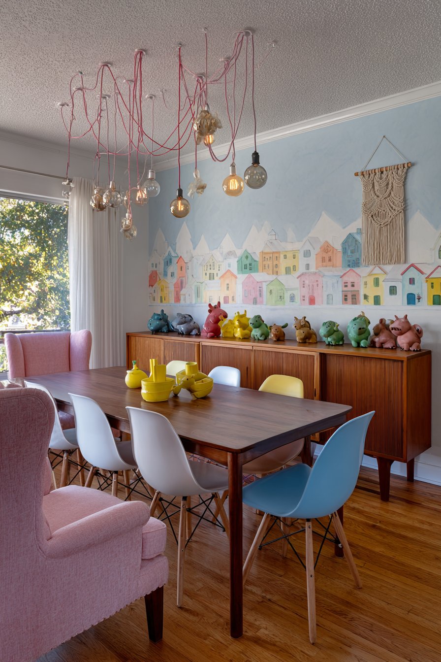 Mid-Century Walnut with Watercolor Mural