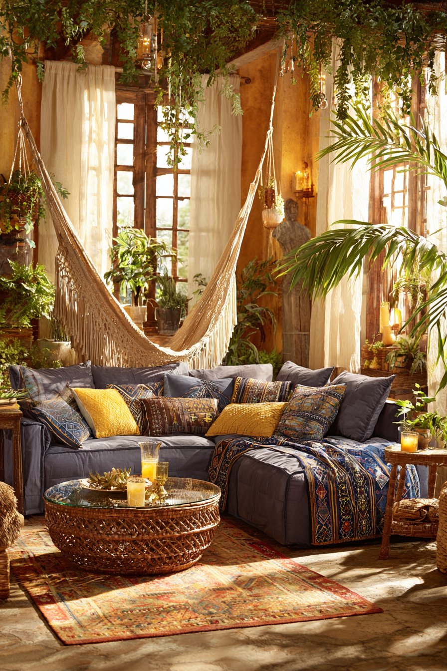 Faded Denim Sectional Complete Bohemian Integration