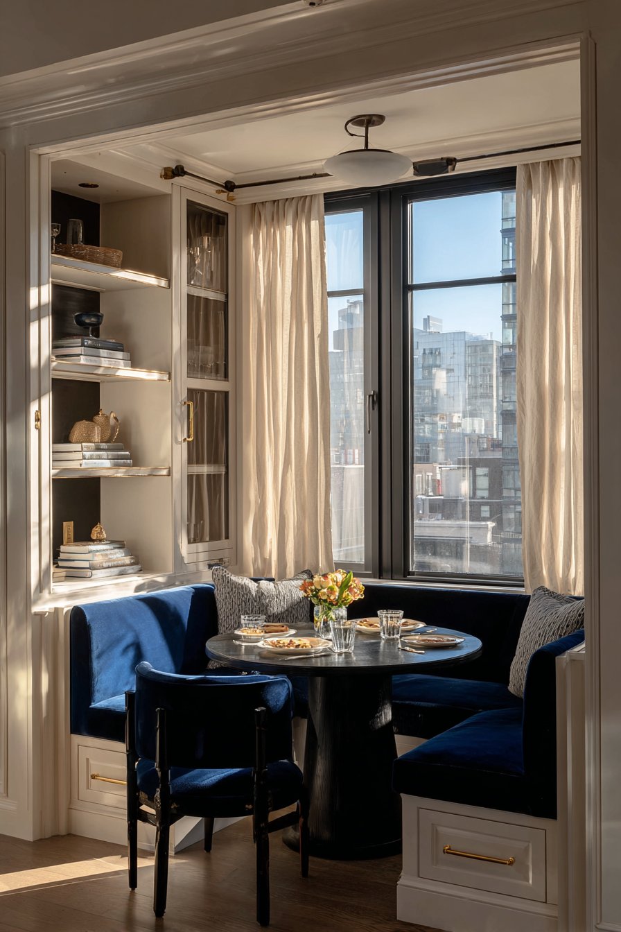 Round Black Granite Pedestal Table