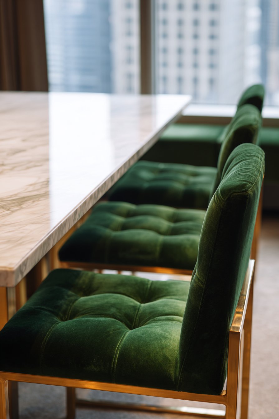 Luxurious Emerald Velvet with Brass Accents