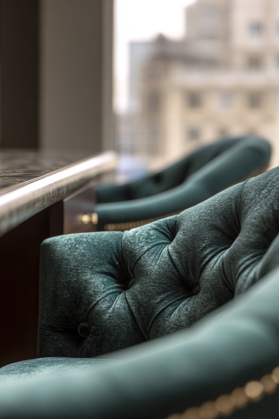 Luxurious Emerald Velvet with Brass Accents