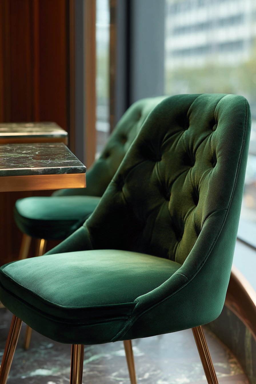 Luxurious Emerald Velvet with Brass Accents