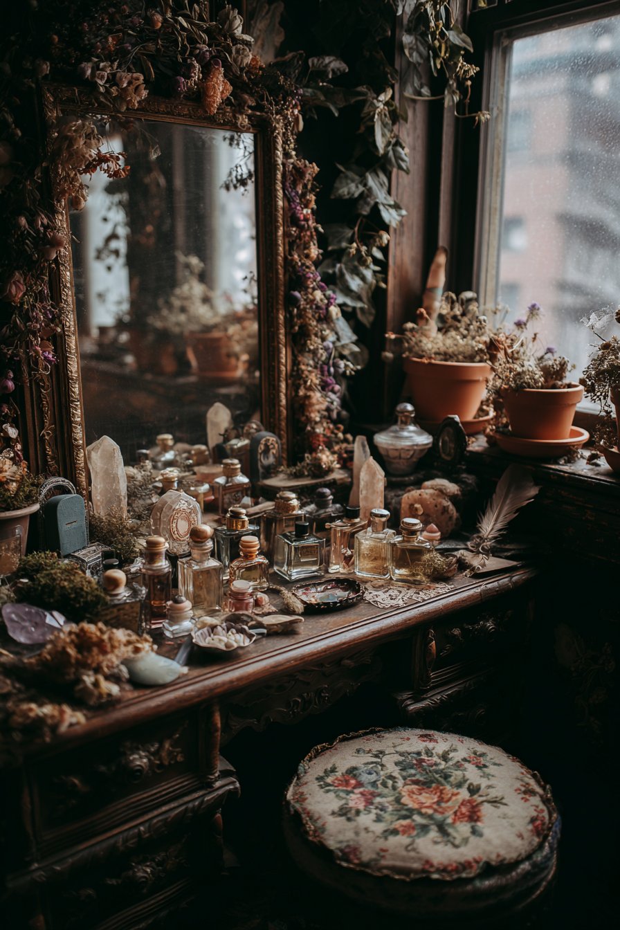 Vintage Vanity with Floral Accents