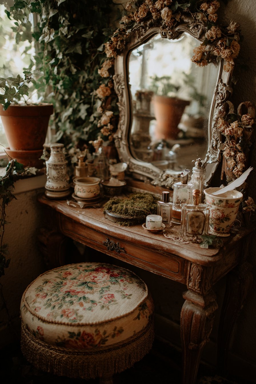 Vintage Vanity with Floral Accents