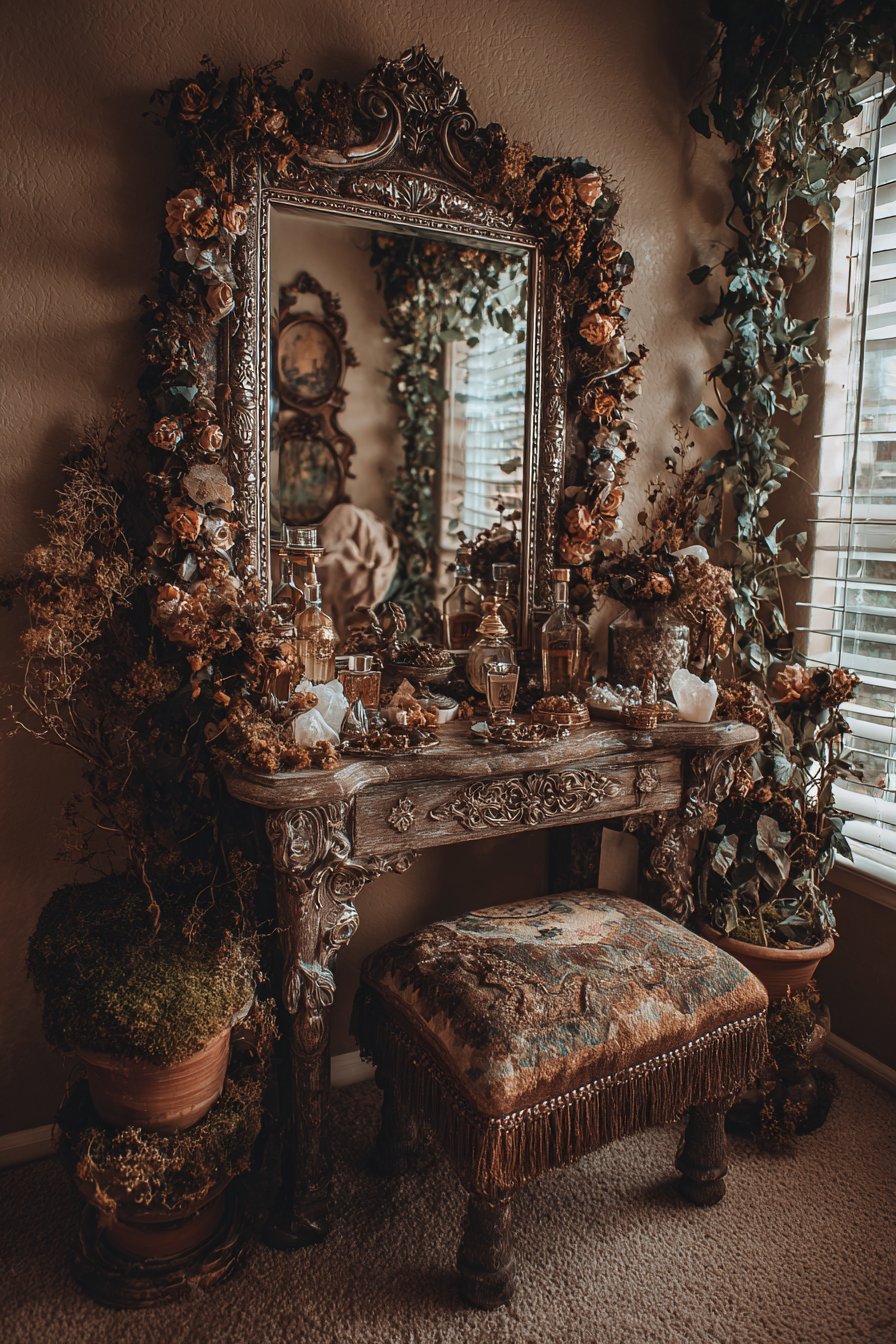 Vintage Vanity with Floral Accents