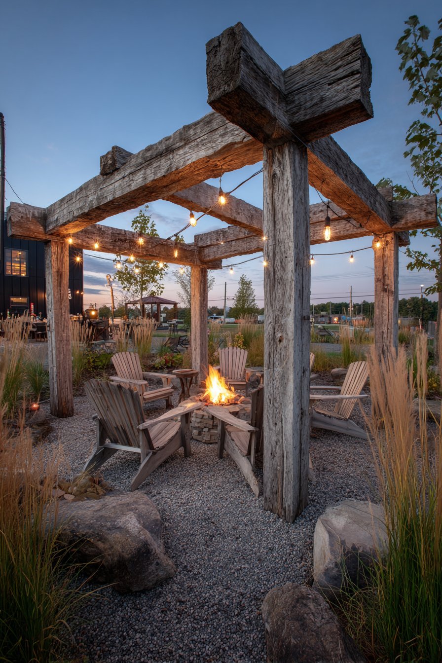 Rustic Reclaimed Barn Wood Character Pergola