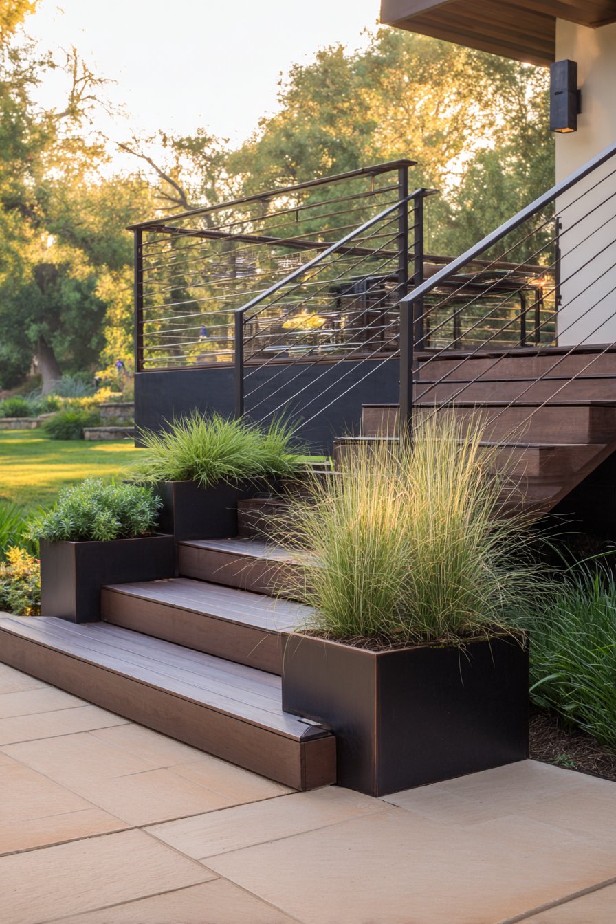 Contemporary Floating Blackened Steel Design