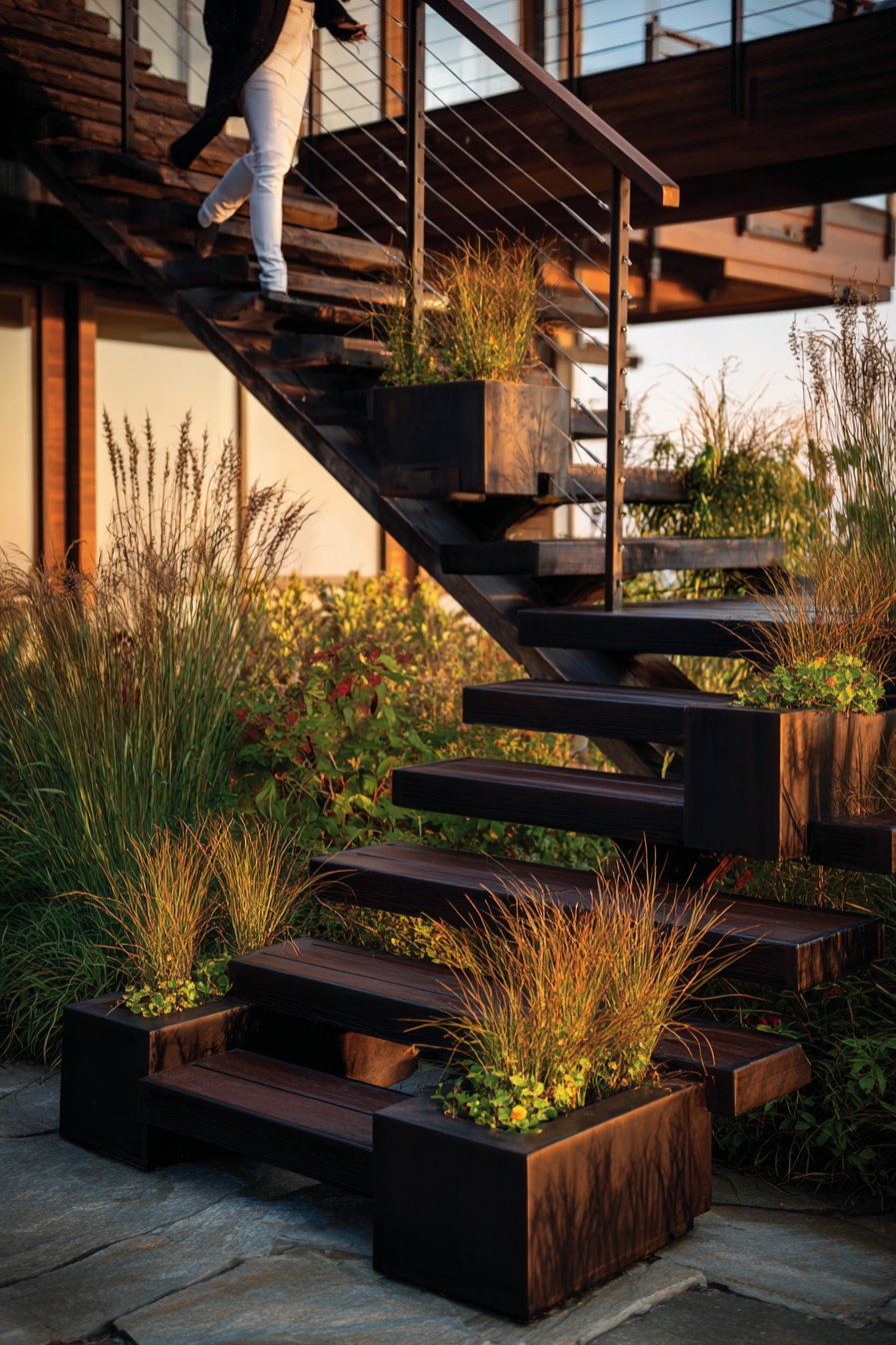 Contemporary Floating Blackened Steel Design