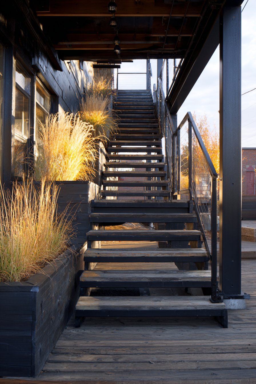 Contemporary Floating Blackened Steel Design