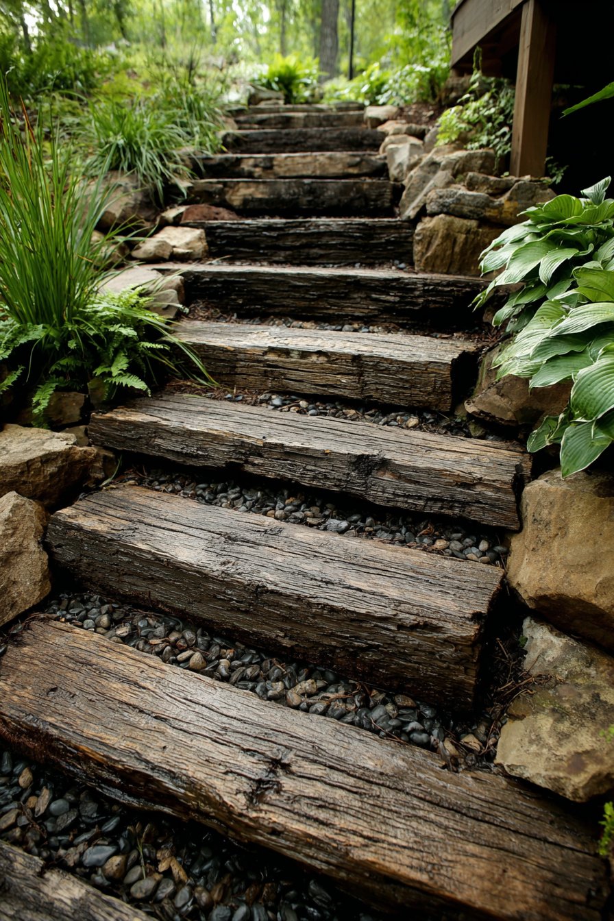 Reclaimed Railroad Ties with Rustic Character