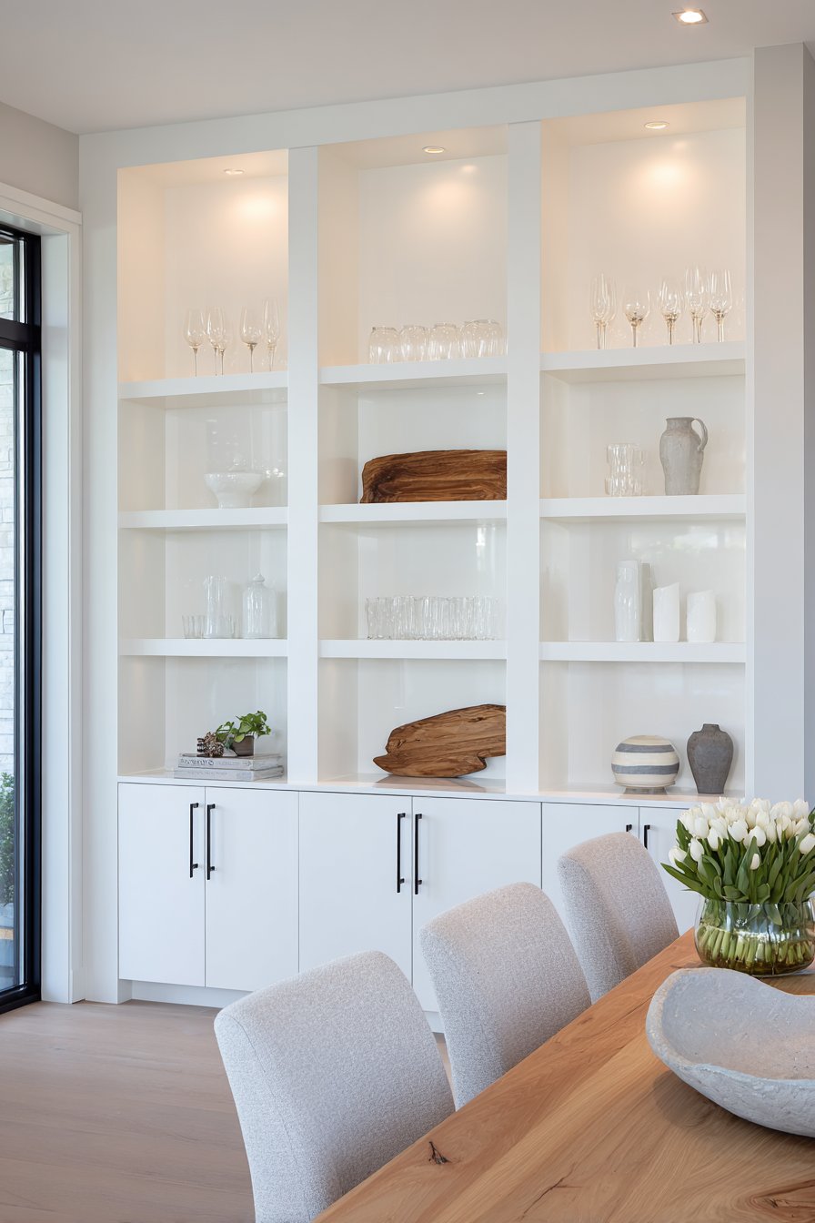 Light Grey Built-In Storage Solution                      