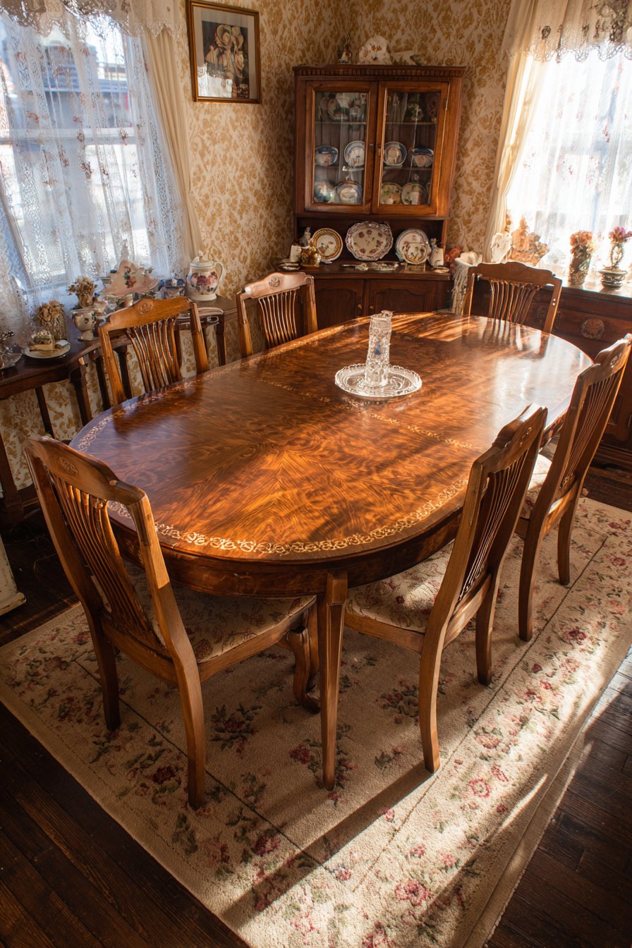 Walnut Inlay with Ladder-Back Simplicity