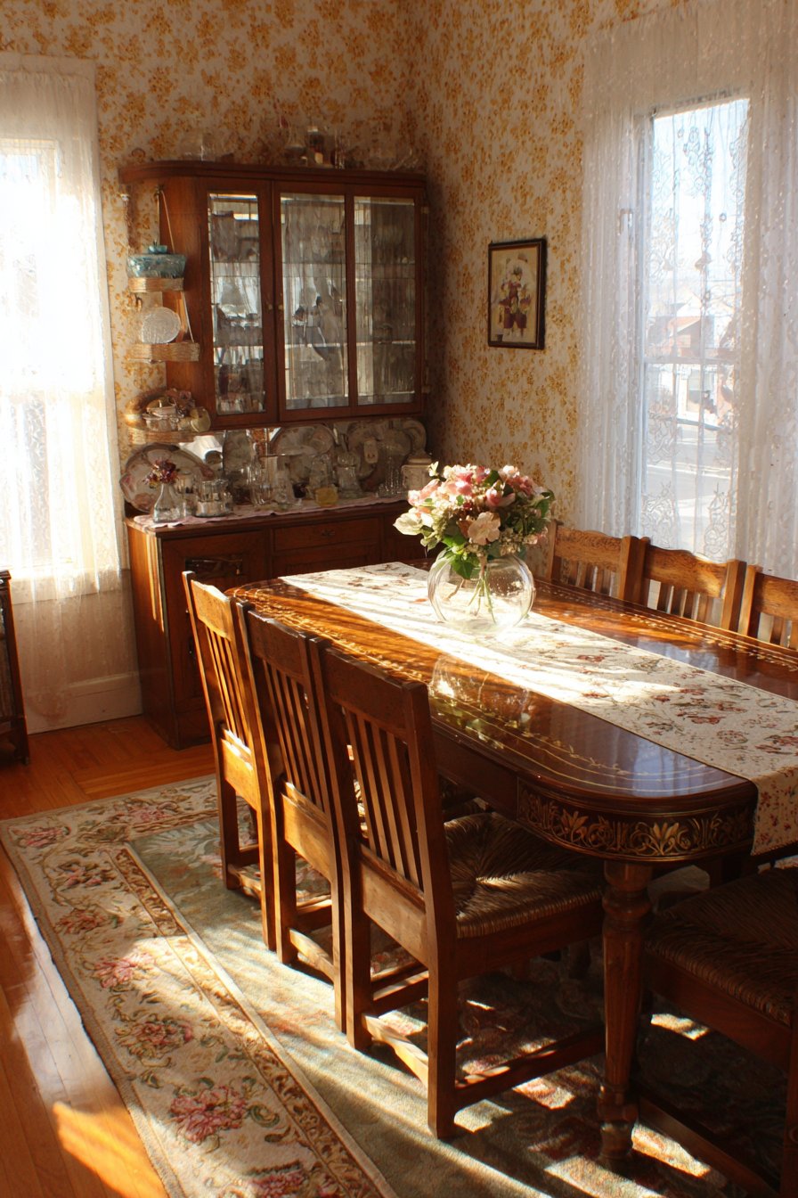 Walnut Inlay with Ladder-Back Simplicity