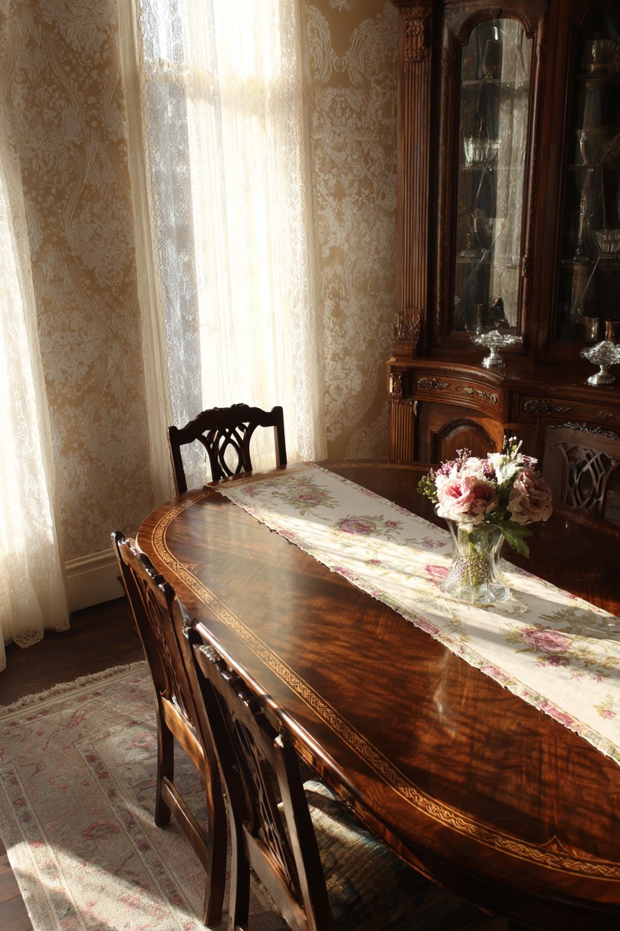 Walnut Inlay with Ladder-Back Simplicity