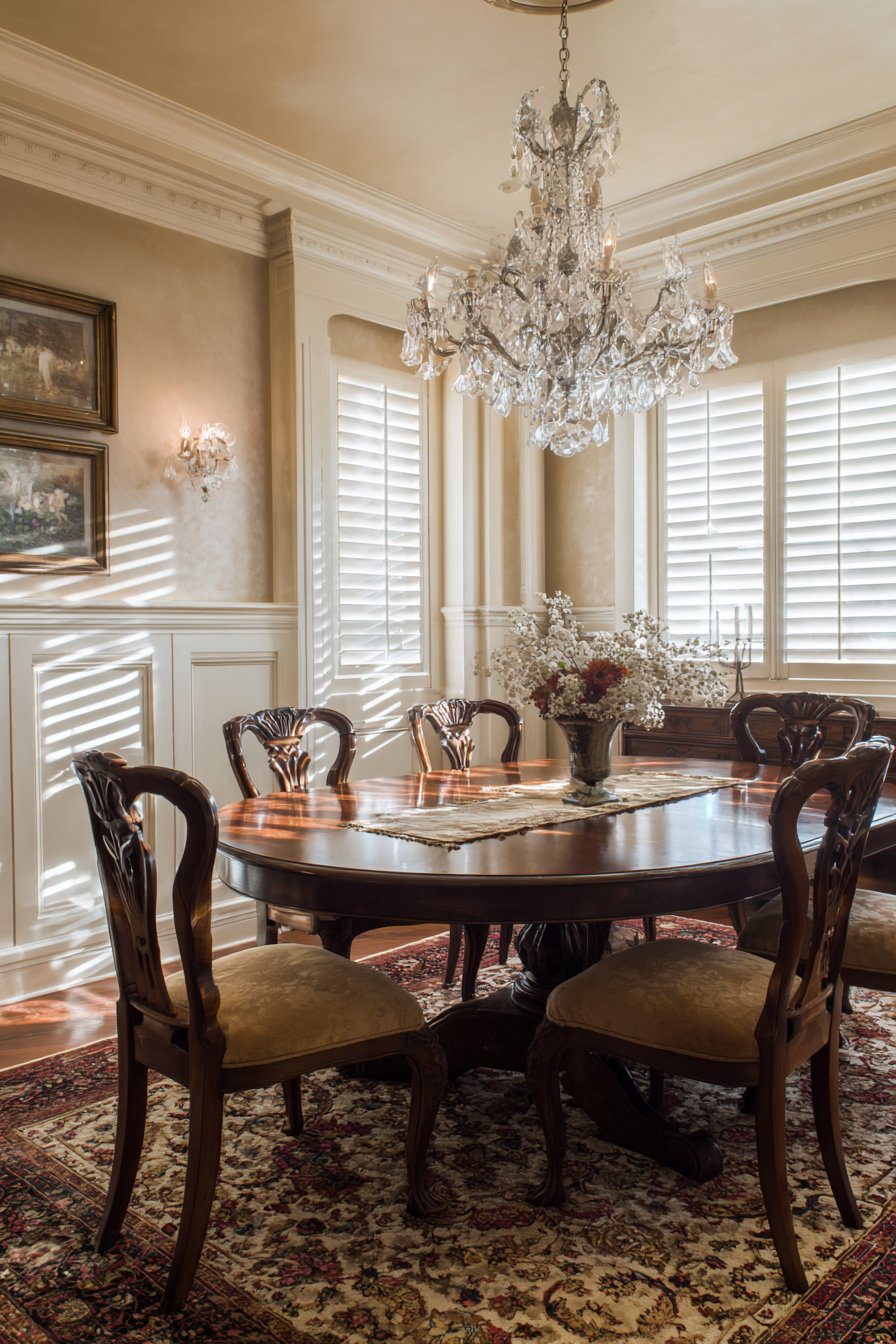 Classic Round Table Elegance with Caramel Velvet