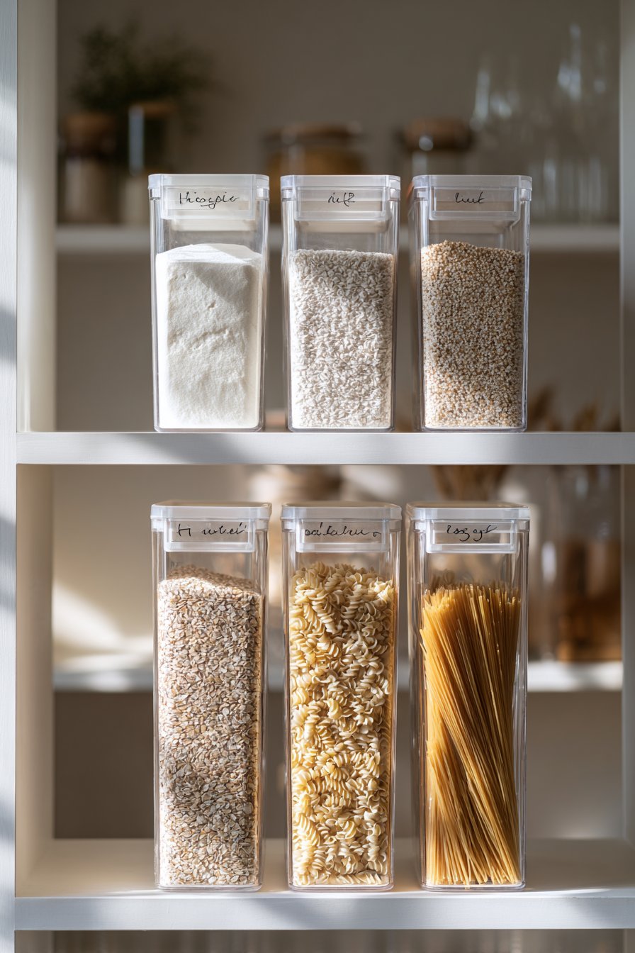 Use Stackable Clear Containers for Bulk Items