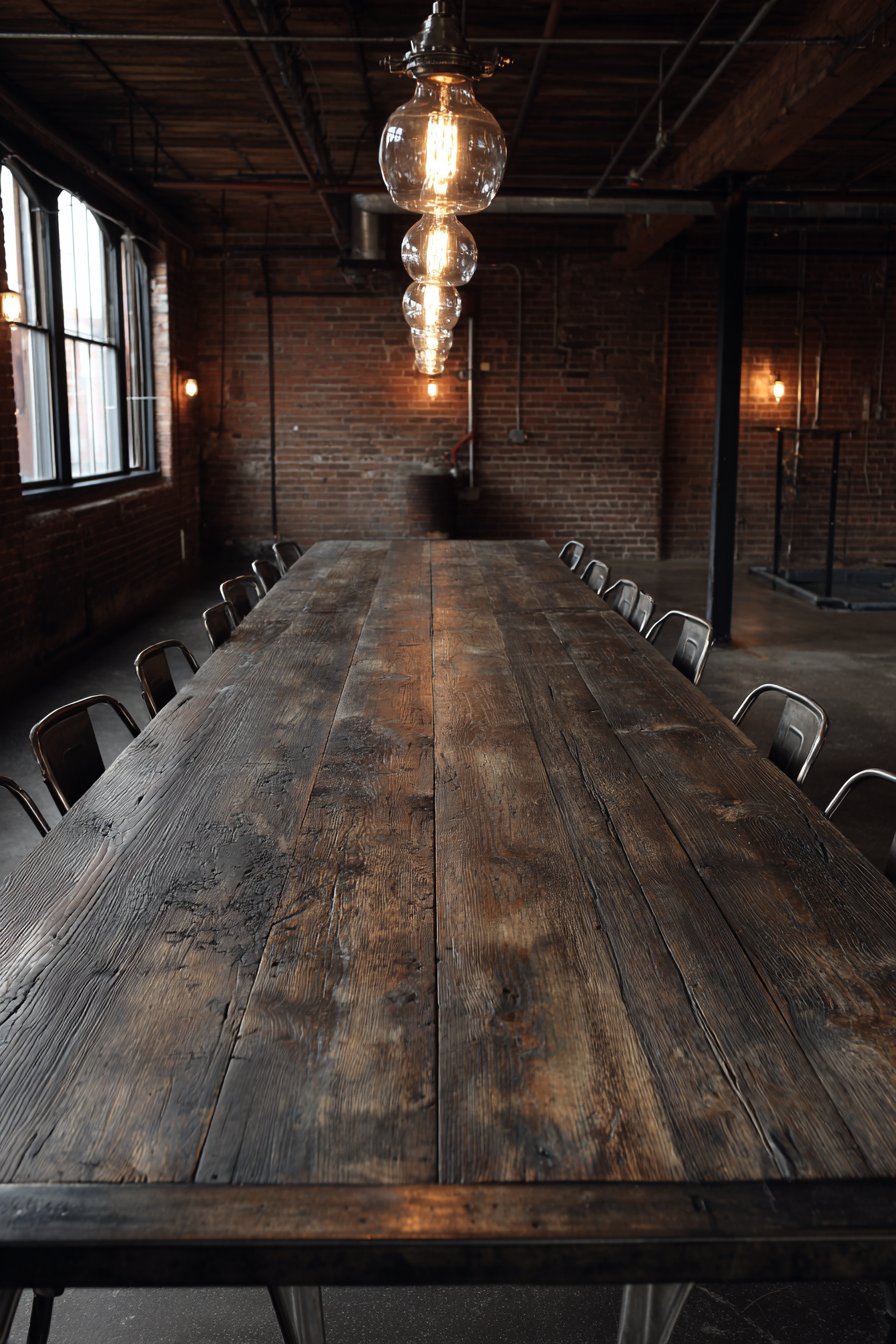 Industrial Reclaimed Wood with Steel I-Beam Legs