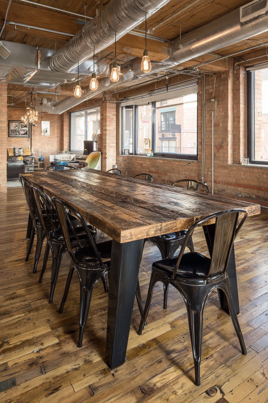 Industrial Reclaimed Wood with Steel I-Beam Legs