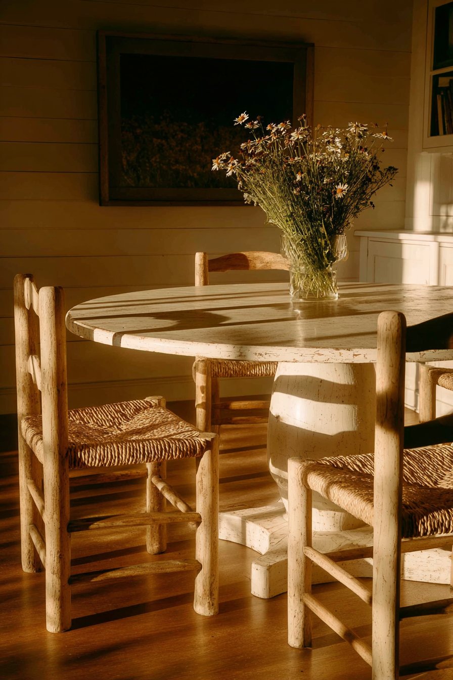 Farmhouse Distressed White Pedestal