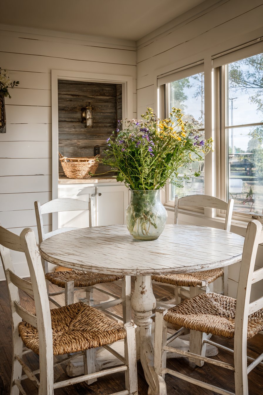 Farmhouse Distressed White Pedestal